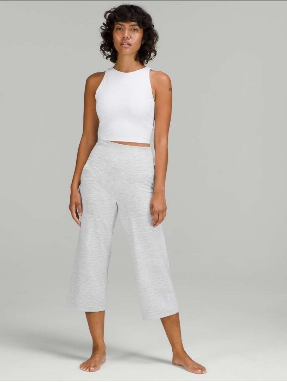 Lululemon Grey Stripe Align Wide Leg Cropped Pants